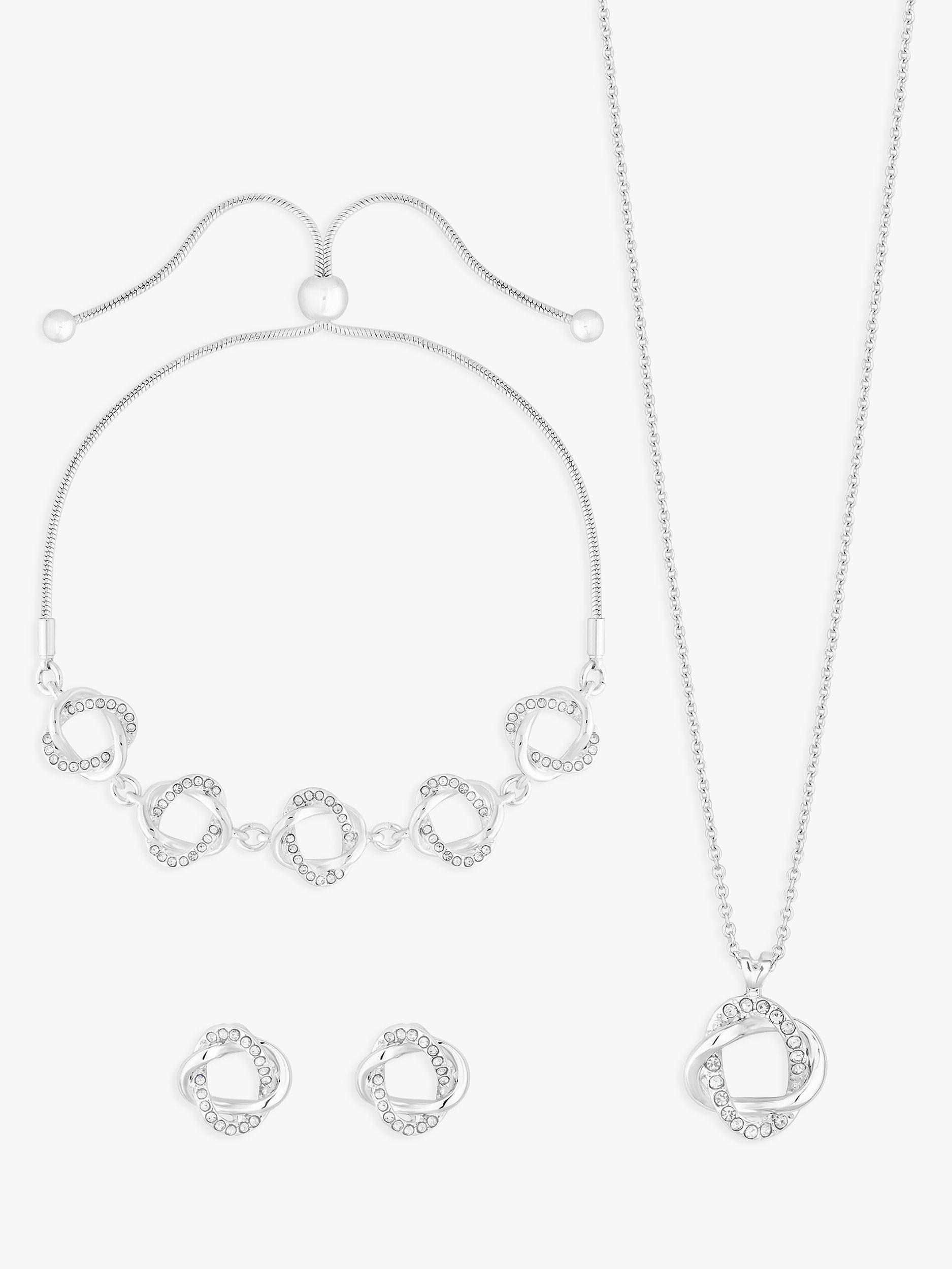 Jon Richard Twist Polished and Pave Jewellery Set, Silver