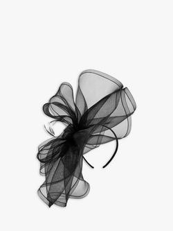 Jon Richard Large Wide Brim Bow Fascinator, Black - view 2, Black