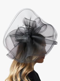 Jon Richard Large Wide Brim Bow Fascinator, Black, Black