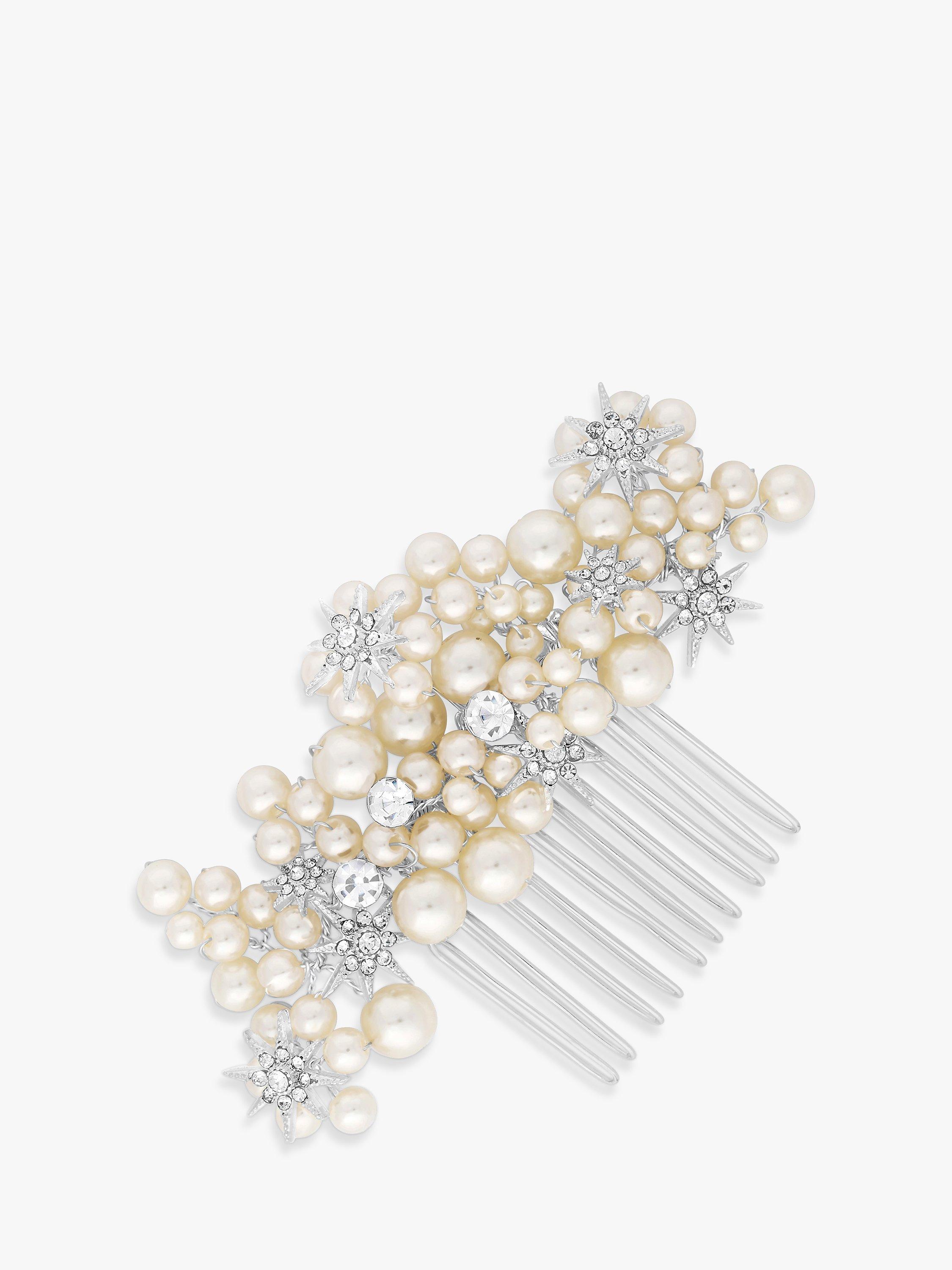 Jon Richard Star and Pearl Hair Comb, Silver