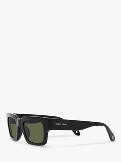 Armani Exchange AR8184U Men's Polarised Rectangular Sunglasses, Black - view 2, Black