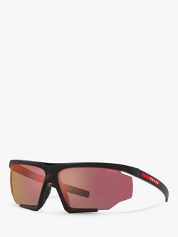 Prada Linea Rossa PS 07YS Men's Wrap Sunglasses, Matte Black, Matte Black