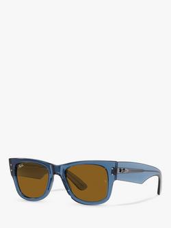 Ray-Ban RB0840S Unisex Mega Wayfarer Sunglasses, Transparent Blue, Transparent Blue
