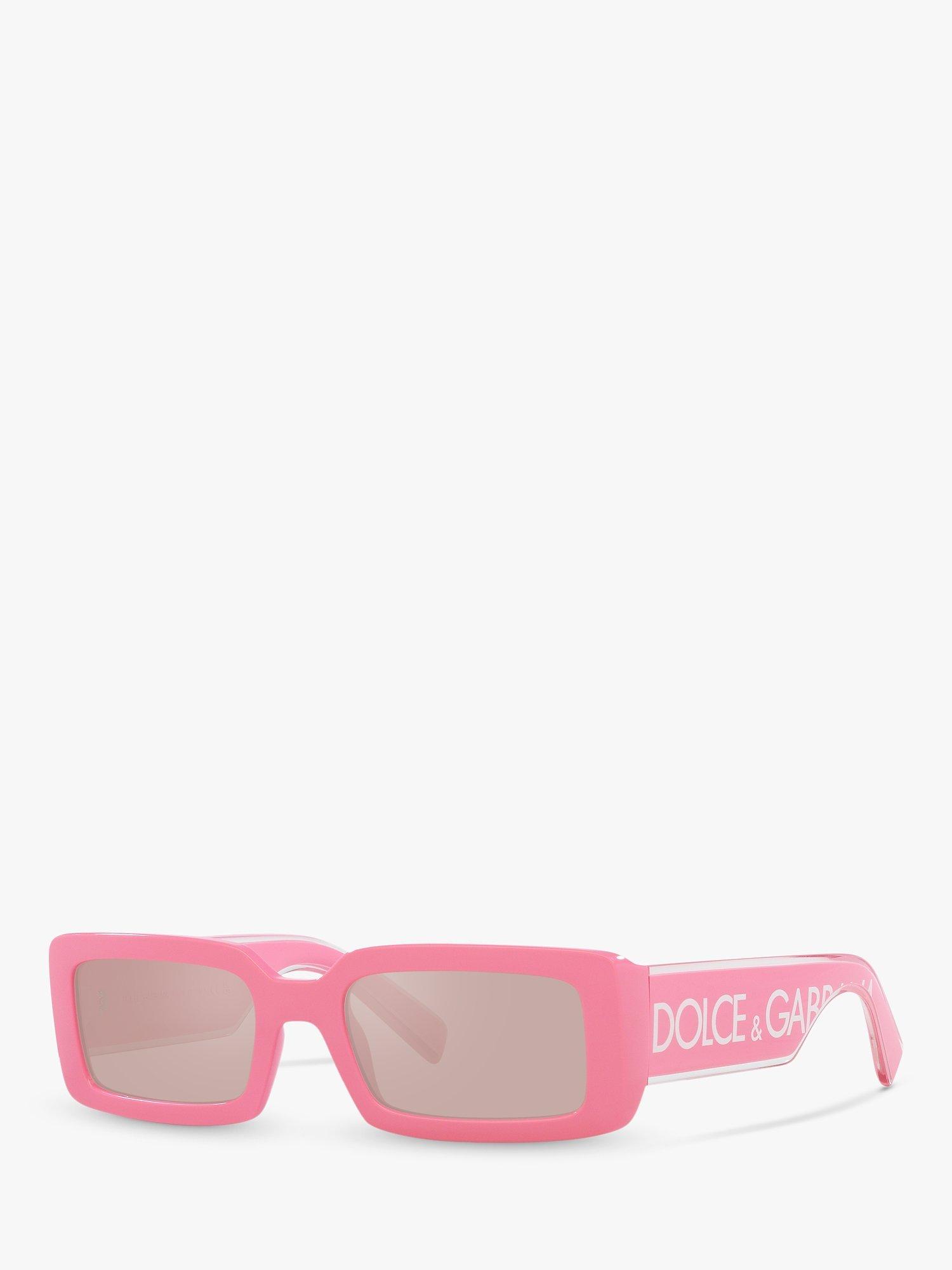 Product image 1 of 11, which shows Dolce & Gabbana DG6187 Women's Rectangular Sunglasses, Crystal/Pink