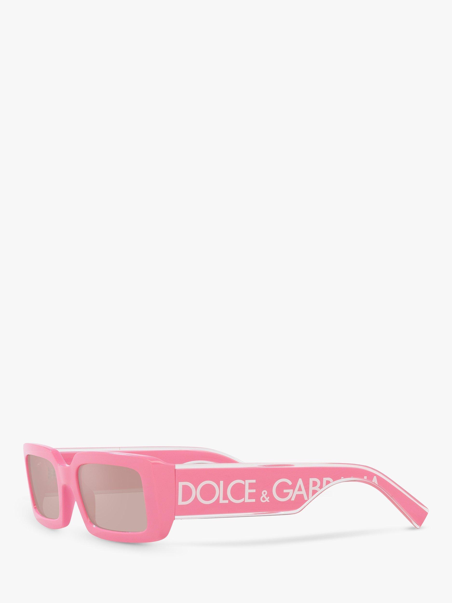 Product image 2 of 11, which shows Dolce & Gabbana DG6187 Women's Rectangular Sunglasses, Crystal/Pink