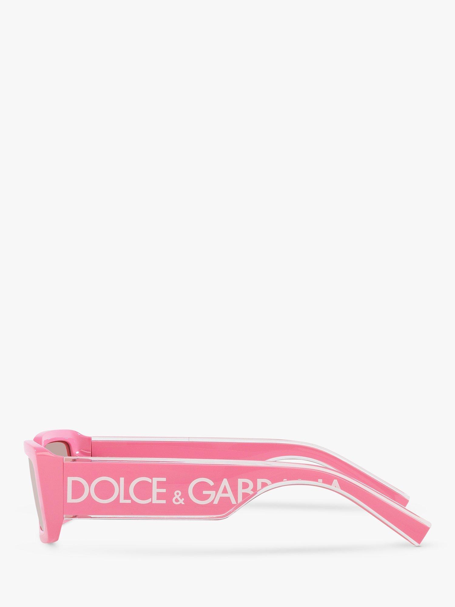 Product image 4 of 11, which shows Dolce & Gabbana DG6187 Women's Rectangular Sunglasses, Crystal/Pink