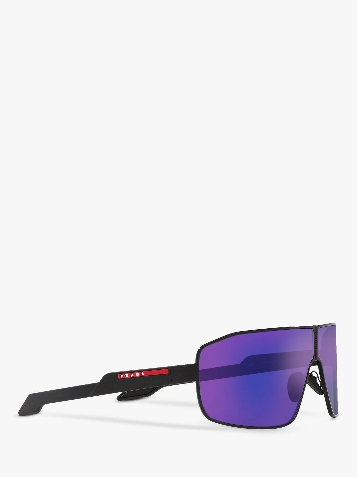 Product image 11 of 11, which shows Prada PS 54YS Men's Irregular Sunglasses, Black Rubber/Mirror Purple