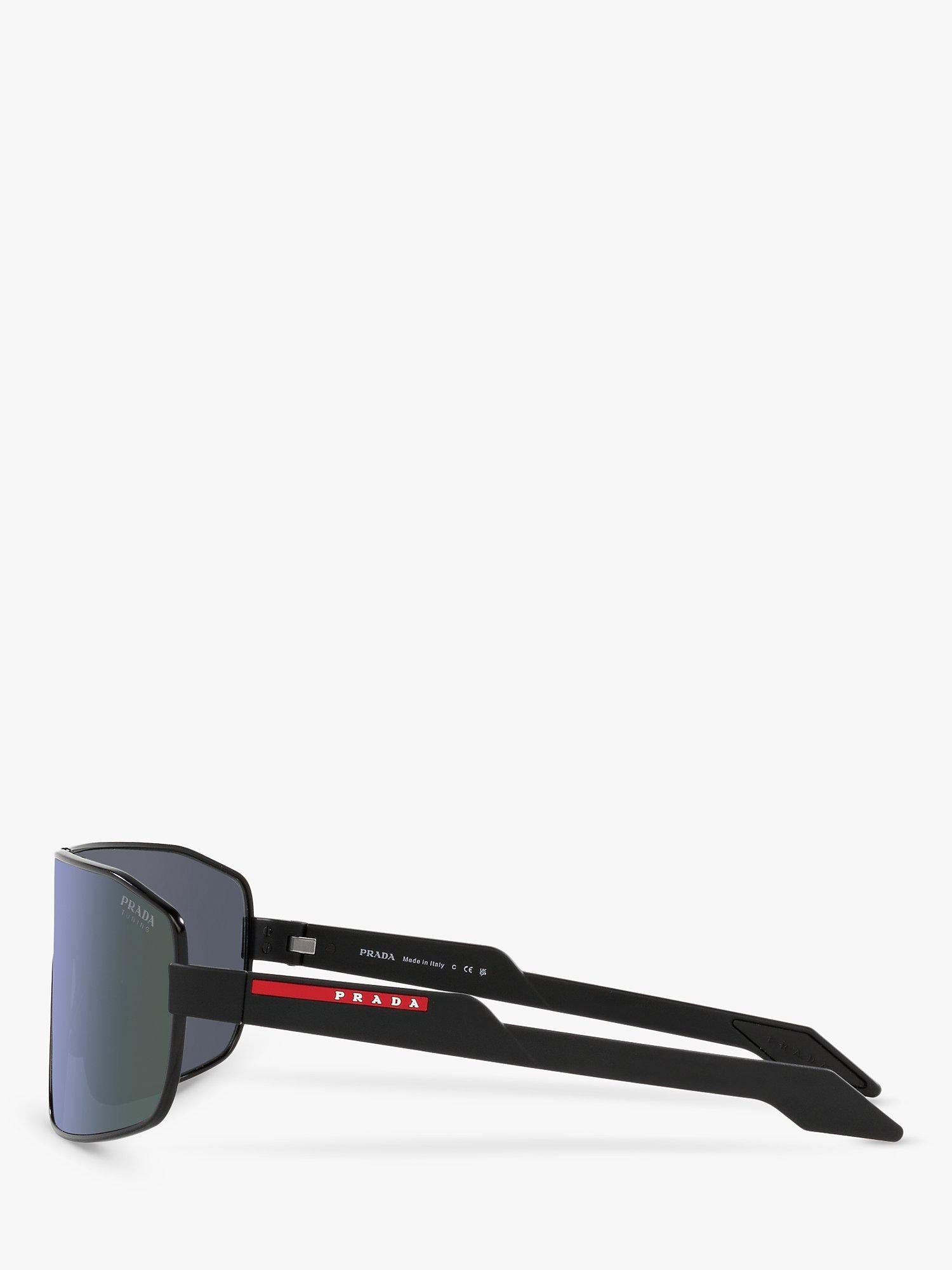 Product image 4 of 11, which shows Prada PS 54YS Men's Irregular Sunglasses, Black Rubber/Mirror Purple