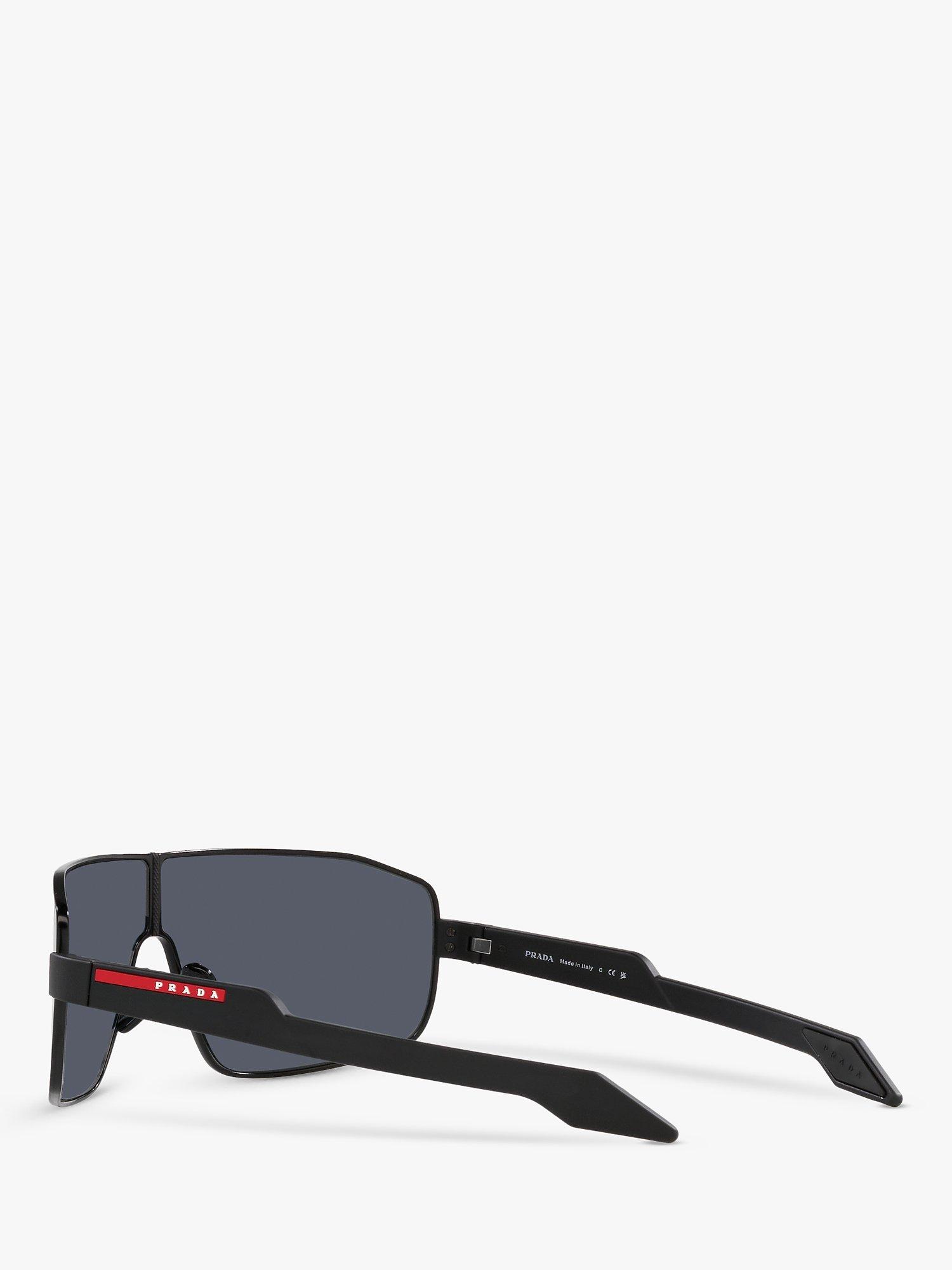 Product image 5 of 11, which shows Prada PS 54YS Men's Irregular Sunglasses, Black Rubber/Mirror Purple