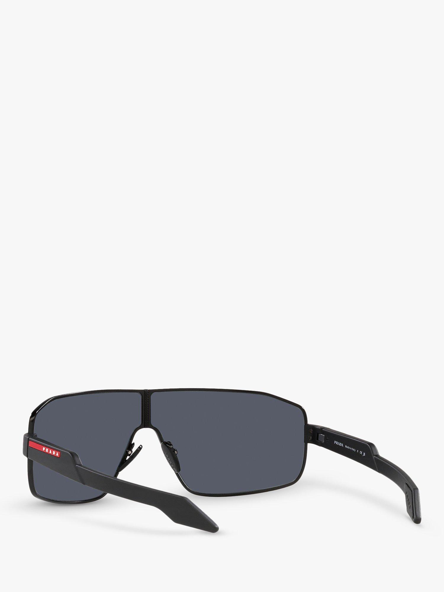 Product image 6 of 11, which shows Prada PS 54YS Men's Irregular Sunglasses, Black Rubber/Mirror Purple