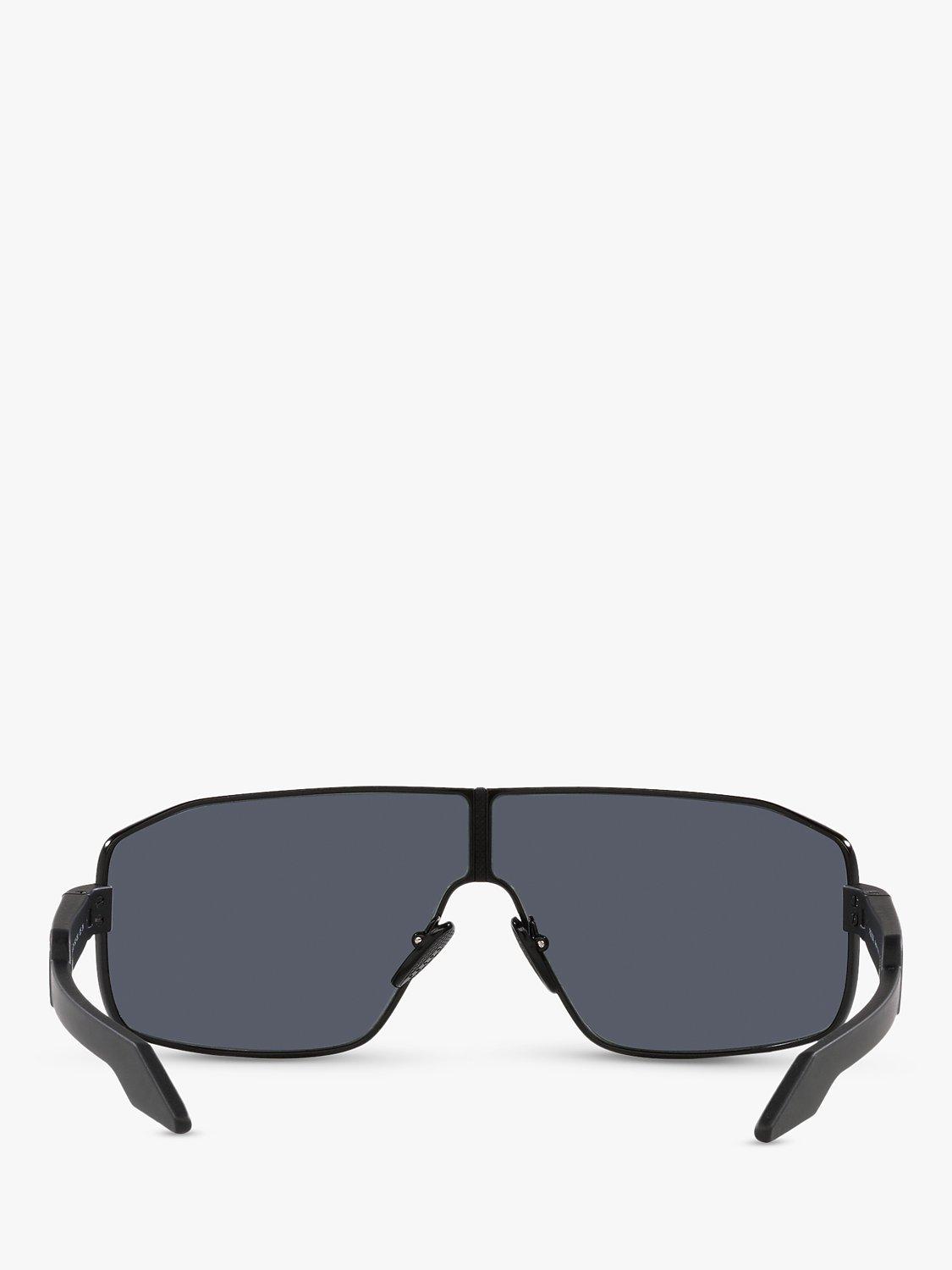 Product image 7 of 11, which shows Prada PS 54YS Men's Irregular Sunglasses, Black Rubber/Mirror Purple