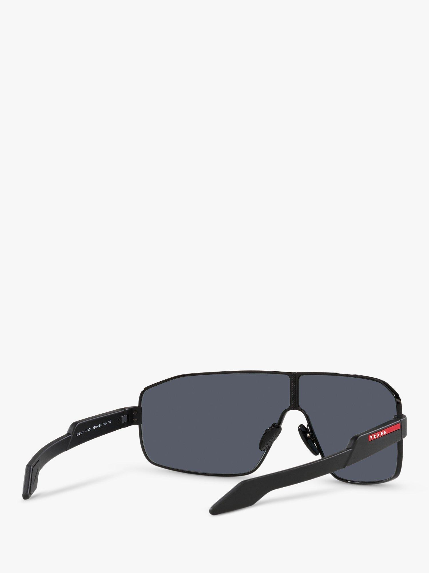 Product image 8 of 11, which shows Prada PS 54YS Men's Irregular Sunglasses, Black Rubber/Mirror Purple