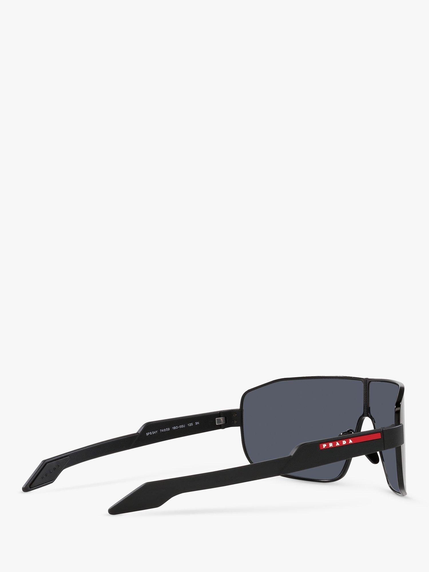 Product image 9 of 11, which shows Prada PS 54YS Men's Irregular Sunglasses, Black Rubber/Mirror Purple
