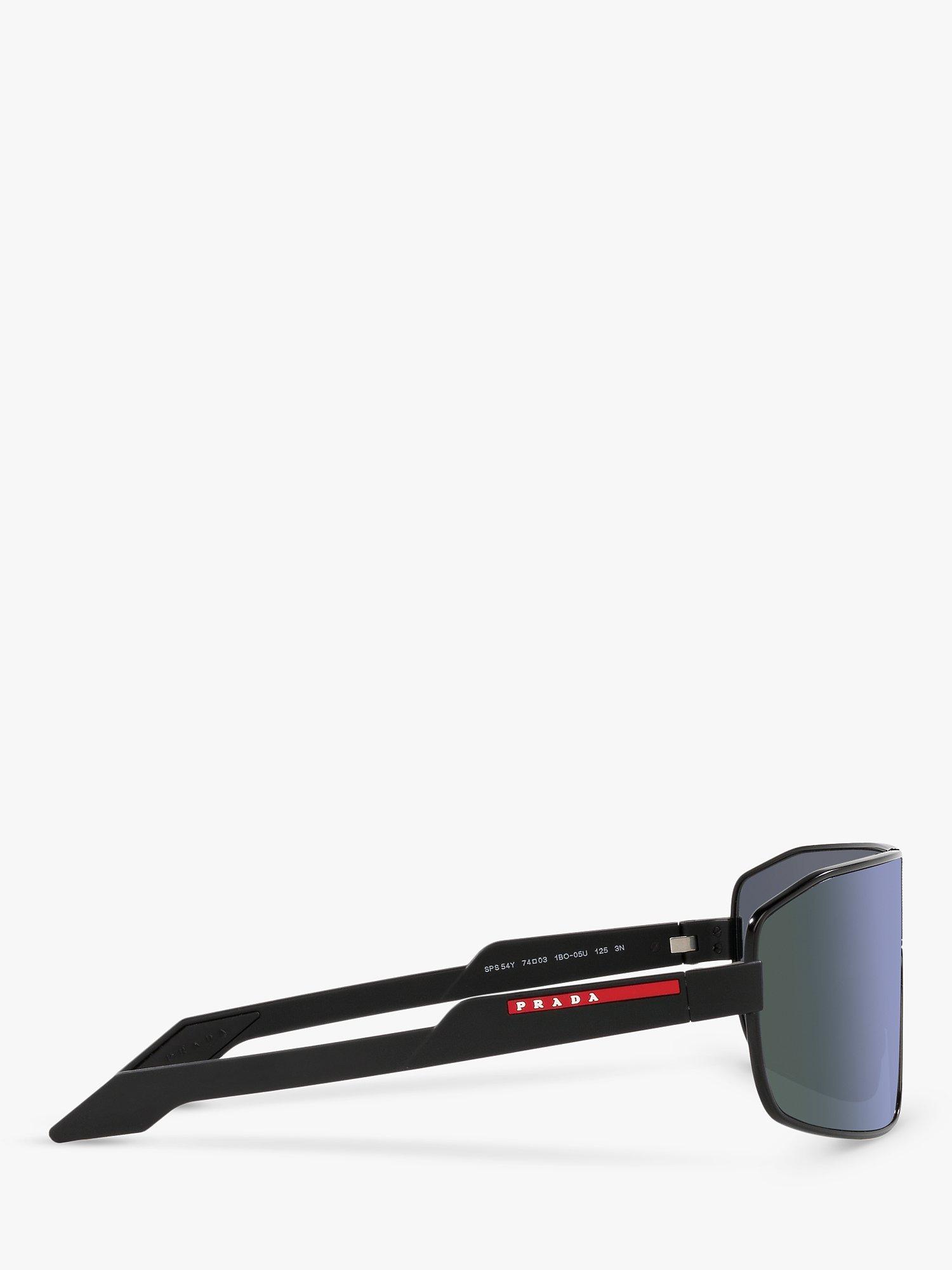 Product image 10 of 11, which shows Prada PS 54YS Men's Irregular Sunglasses, Black Rubber/Mirror Purple
