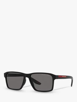 Prada Linea Rosa PS05YS Men's Rectangular Sunglasses, Black, Black