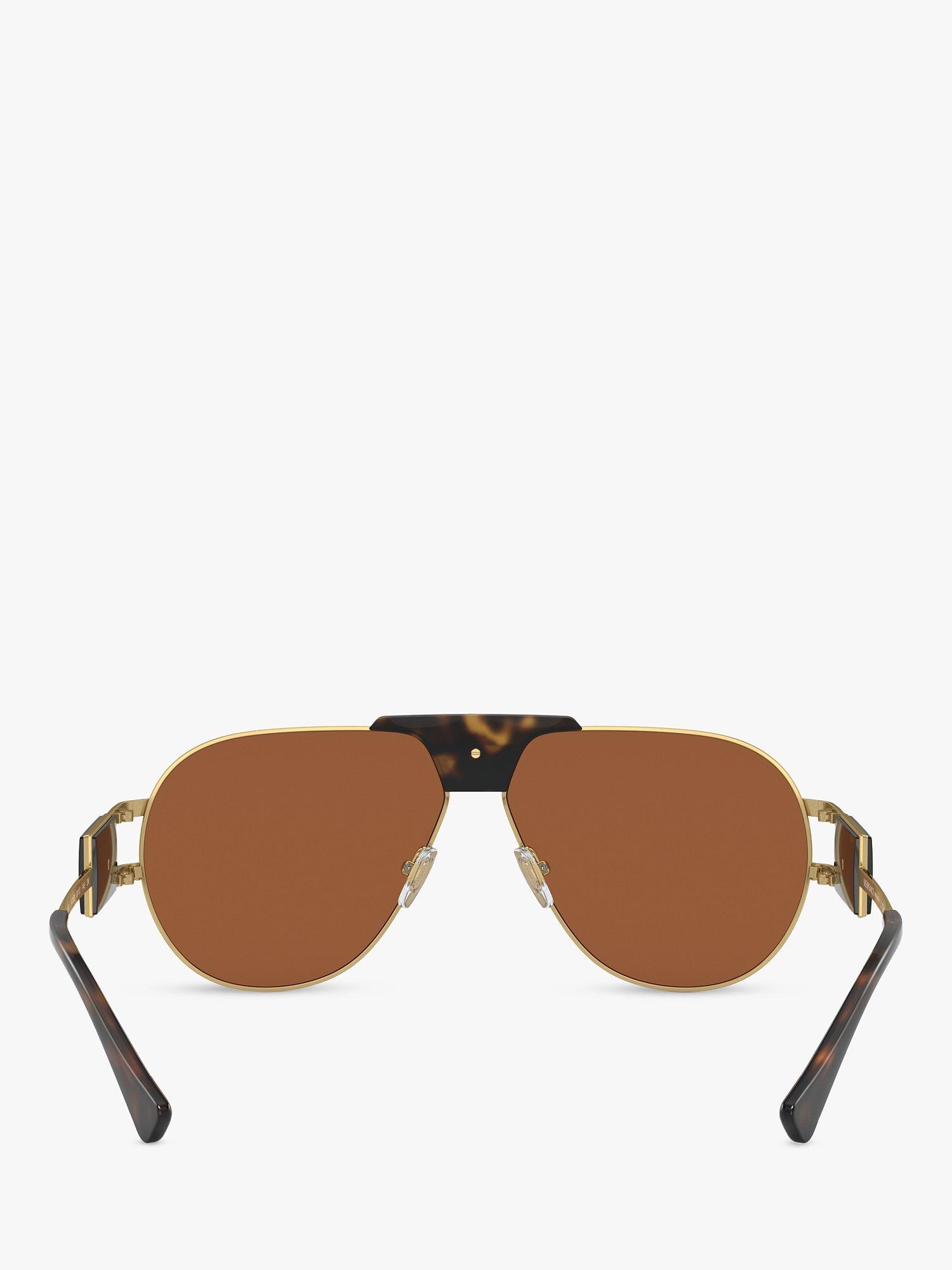 Product image 4 of 5, which shows Versace VE2252 Men's Aviator Sunglasses, Gold/Brown