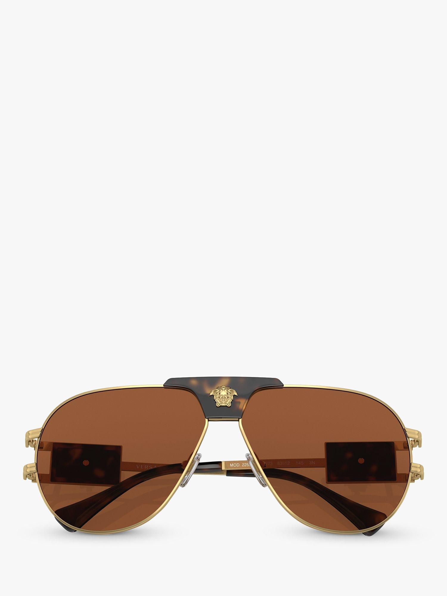 Product image 5 of 5, which shows Versace VE2252 Men's Aviator Sunglasses, Gold/Brown