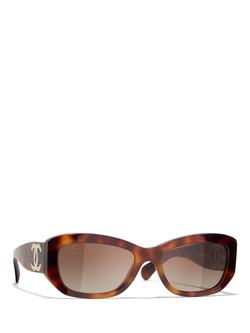 CHANEL Polarised Rectangular Sunglasses CH54931, Havana/Brown Gradient, Havana/Brown Gradient