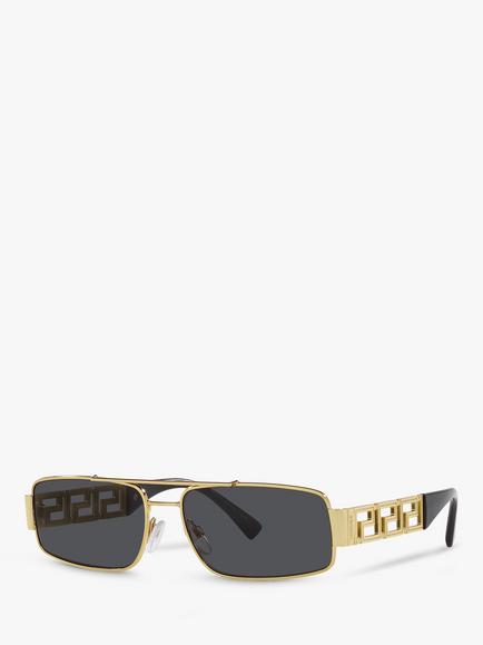Versace VE2257 Men's Rectangular Sunglasses, Gold, Gold