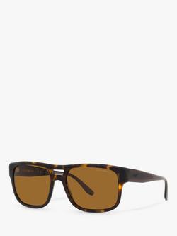 Emporio Armani EA4197 Men's Polarised Rectangular Sunglasses, Transparent Brown, Transparent Brown