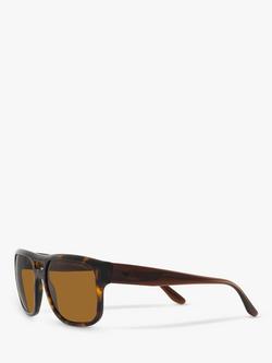 Emporio Armani EA4197 Men's Polarised Rectangular Sunglasses, Transparent Brown - view 2, Transparent Brown