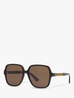 Gucci GC001949 Women's Rectangular Sunglasses, Black, Black