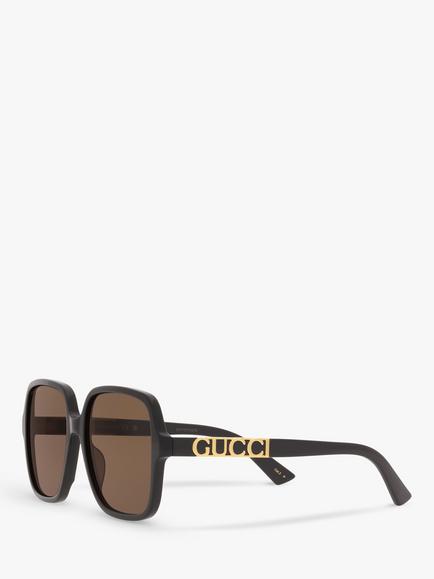 Gucci GC001949 Women's Rectangular Sunglasses, Black - view 2, Black