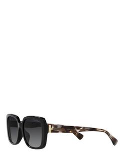 Ralph RA5298U Women's Polarised Rectangular Sunglasses, Shiny Black/Havana - view 2, Shiny Black/Havana
