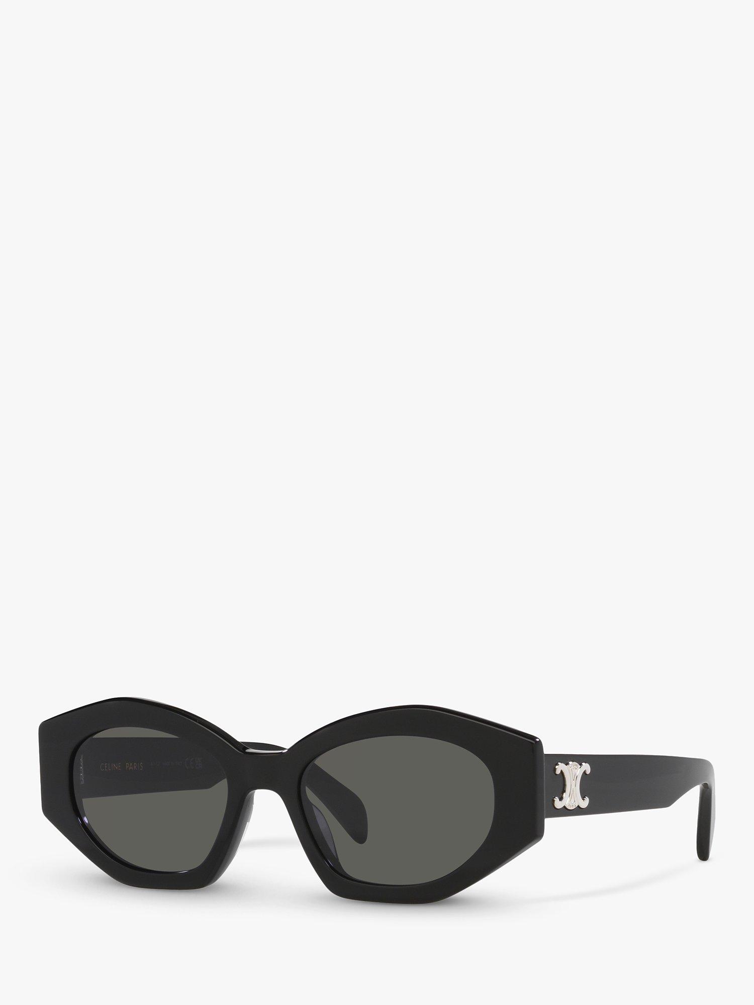 Product image 1 of 4, which shows Celine CL40238U Women's Oval Sunglasses, Shiny Black/Grey