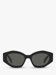 Celine CL40238U Women's Oval Sunglasses, Shiny Black/Grey