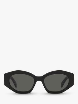 Celine CL40238U Women's Oval Sunglasses, Shiny Black/Grey - view 2, Shiny Black/Grey