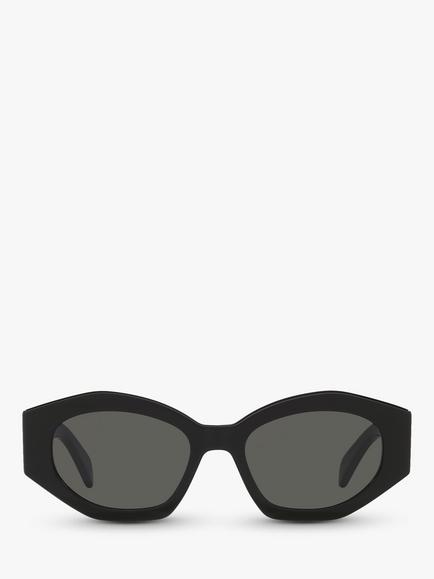 Celine CL40238U Women's Oval Sunglasses, Shiny Black/Grey - view 2, Shiny Black/Grey