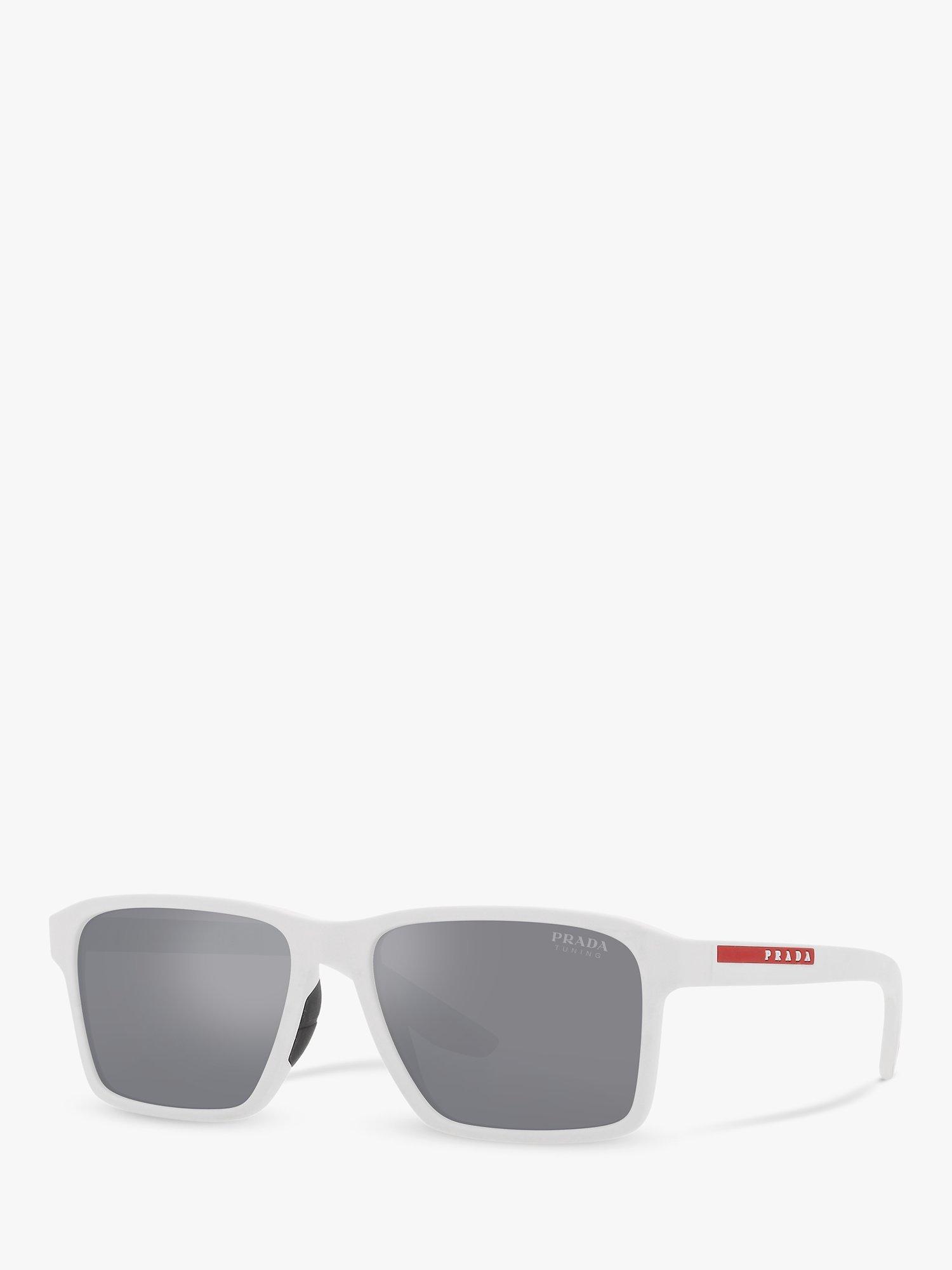 Product image 1 of 11, which shows Prada Linea Rossa PS 05YS Men's Rectangluar Sunglasses, White Rubber