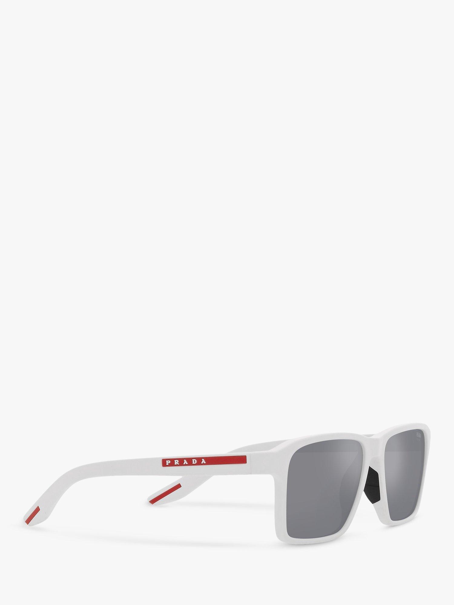Product image 11 of 11, which shows Prada Linea Rossa PS 05YS Men's Rectangluar Sunglasses, White Rubber