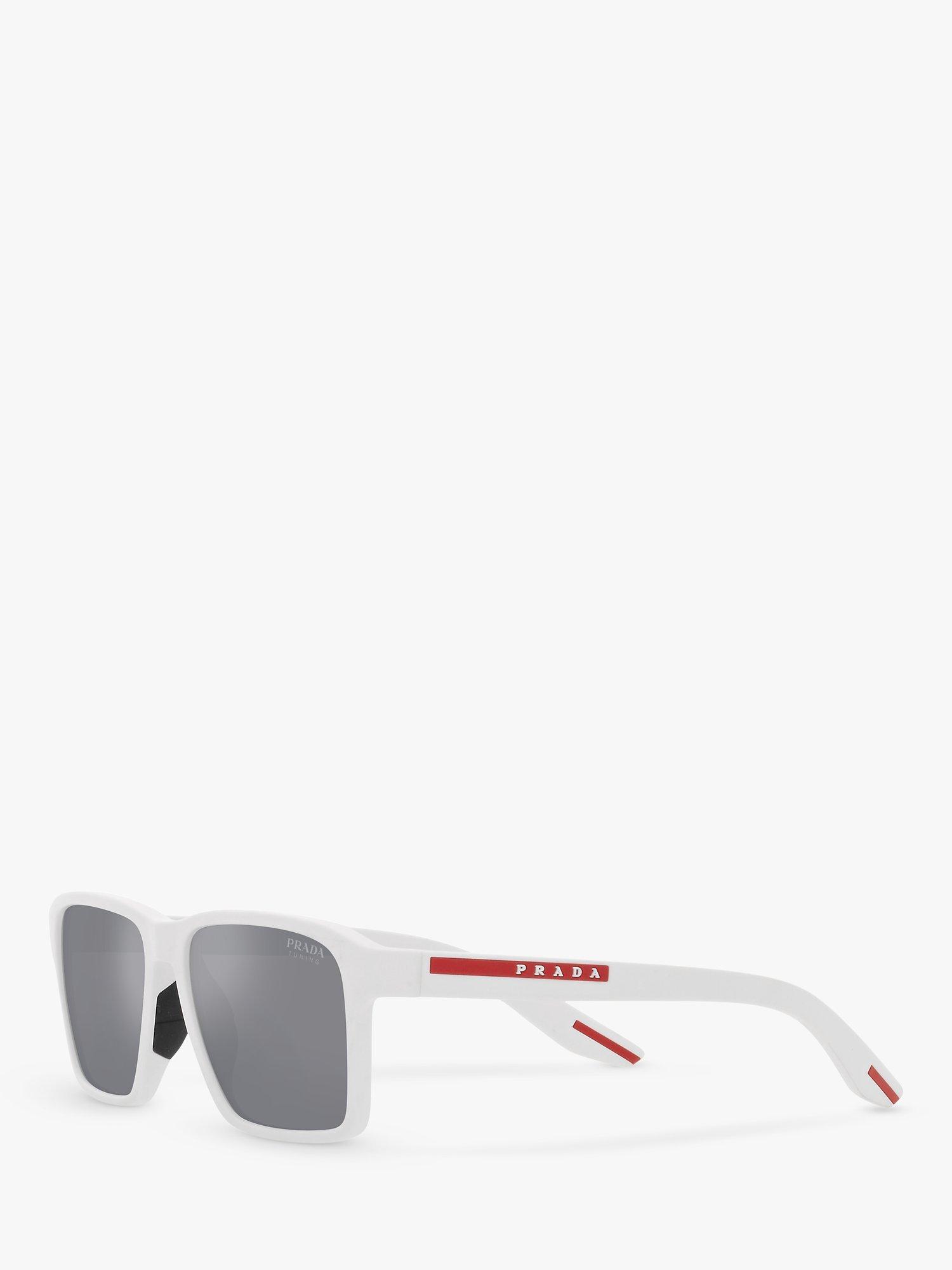 Product image 2 of 11, which shows Prada Linea Rossa PS 05YS Men's Rectangluar Sunglasses, White Rubber