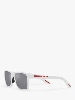 Prada Linea Rossa PS 05YS Men's Rectangluar Sunglasses, White Rubber - view 2, White Rubber