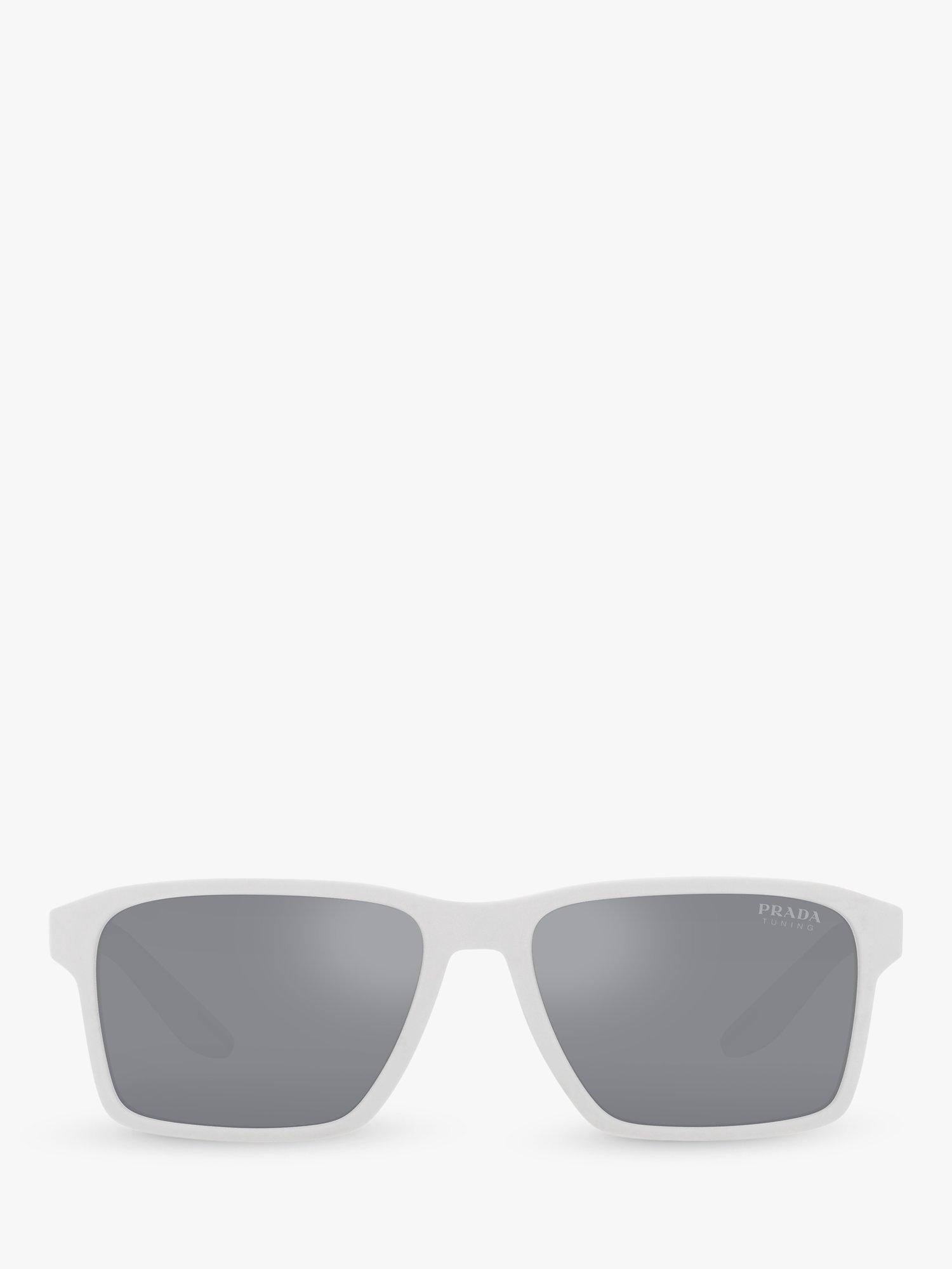Product image 3 of 11, which shows Prada Linea Rossa PS 05YS Men's Rectangluar Sunglasses, White Rubber