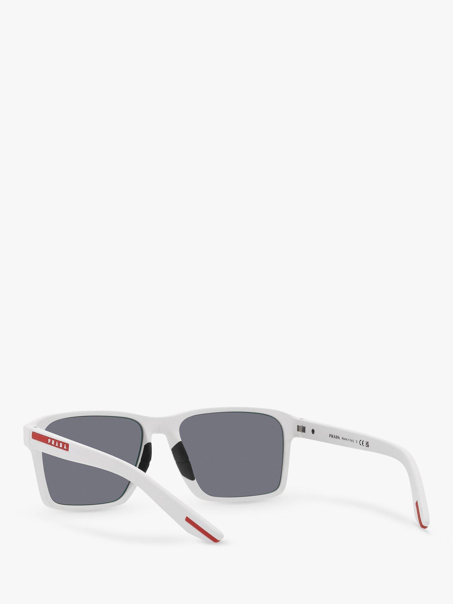 Product image 6 of 11, which shows Prada Linea Rossa PS 05YS Men's Rectangluar Sunglasses, White Rubber
