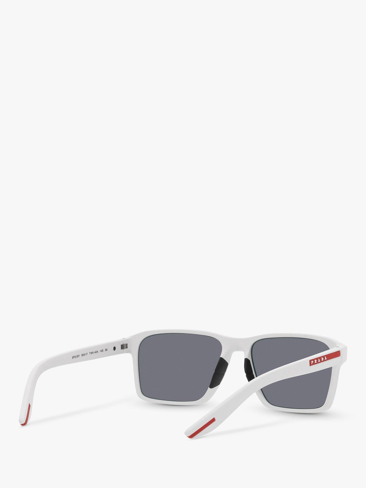 Product image 8 of 11, which shows Prada Linea Rossa PS 05YS Men's Rectangluar Sunglasses, White Rubber