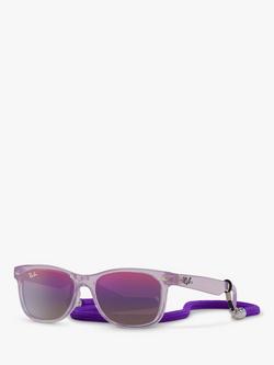Ray-Ban Junior RJ9052S Unisex New Wayfarer Rectangular Sunglasses, Opal Purple, Opal Purple