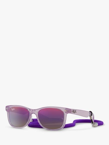 Ray-Ban Junior RJ9052S Unisex New Wayfarer Rectangular Sunglasses, Opal Purple, Opal Purple
