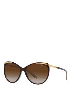 Ralph RA5150 Women's Cat's Eye Sunglasses, Brown/Gold, Brown/Gold