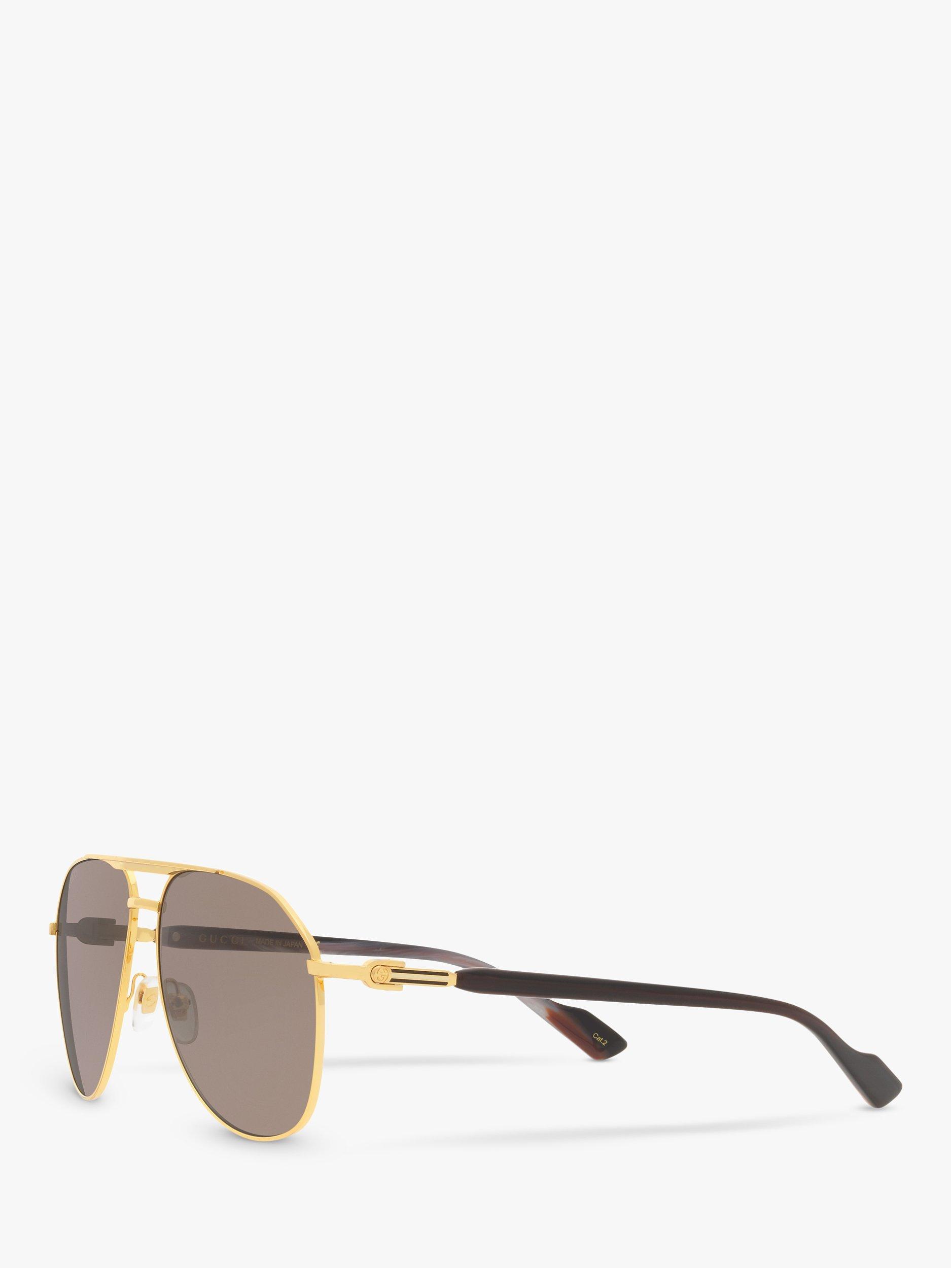 Product image 2 of 11, which shows Gucci GC00193 Men's Aviator Sunglasses, Gold/Brown