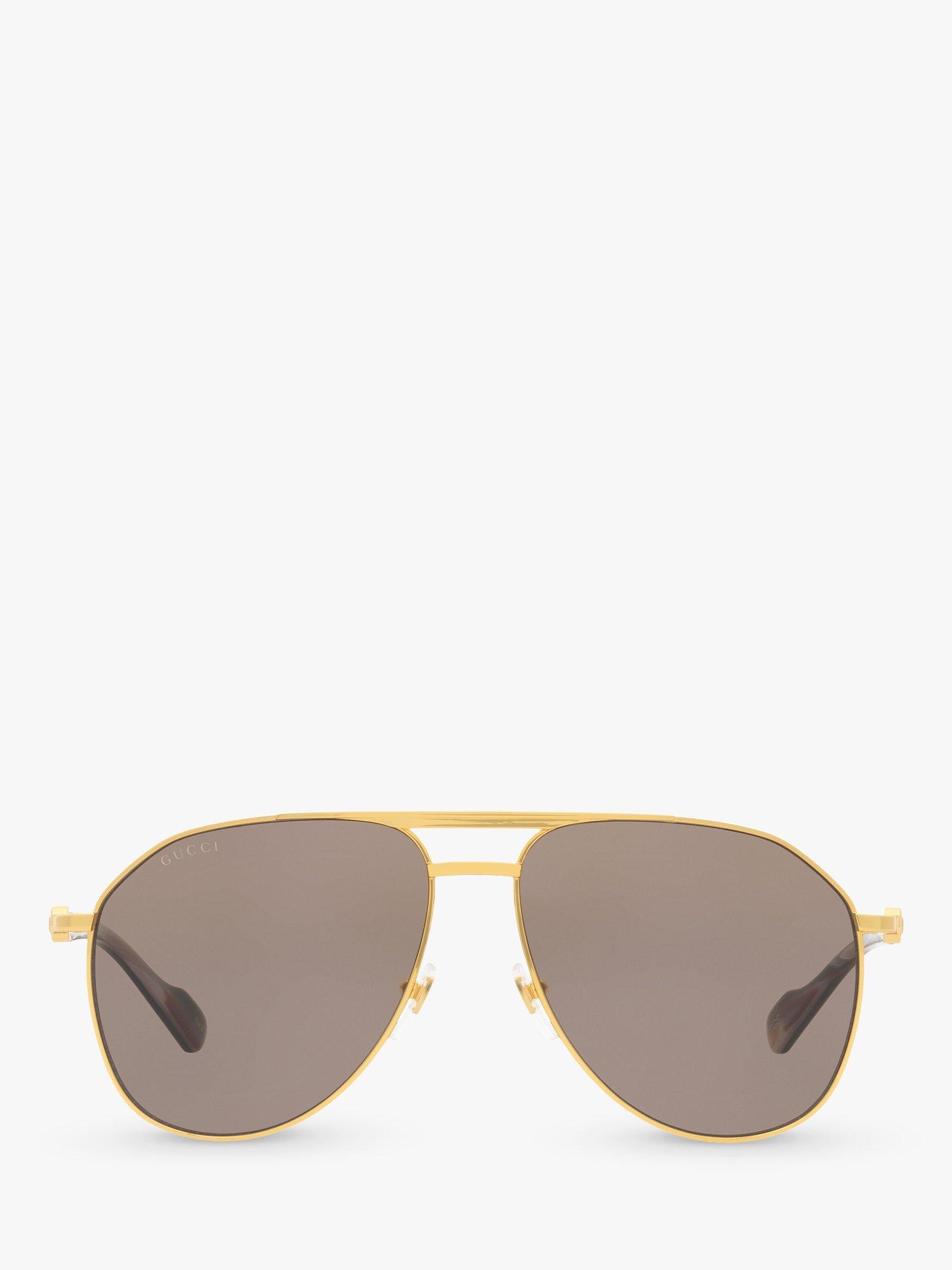 Product image 3 of 11, which shows Gucci GC00193 Men's Aviator Sunglasses, Gold/Brown