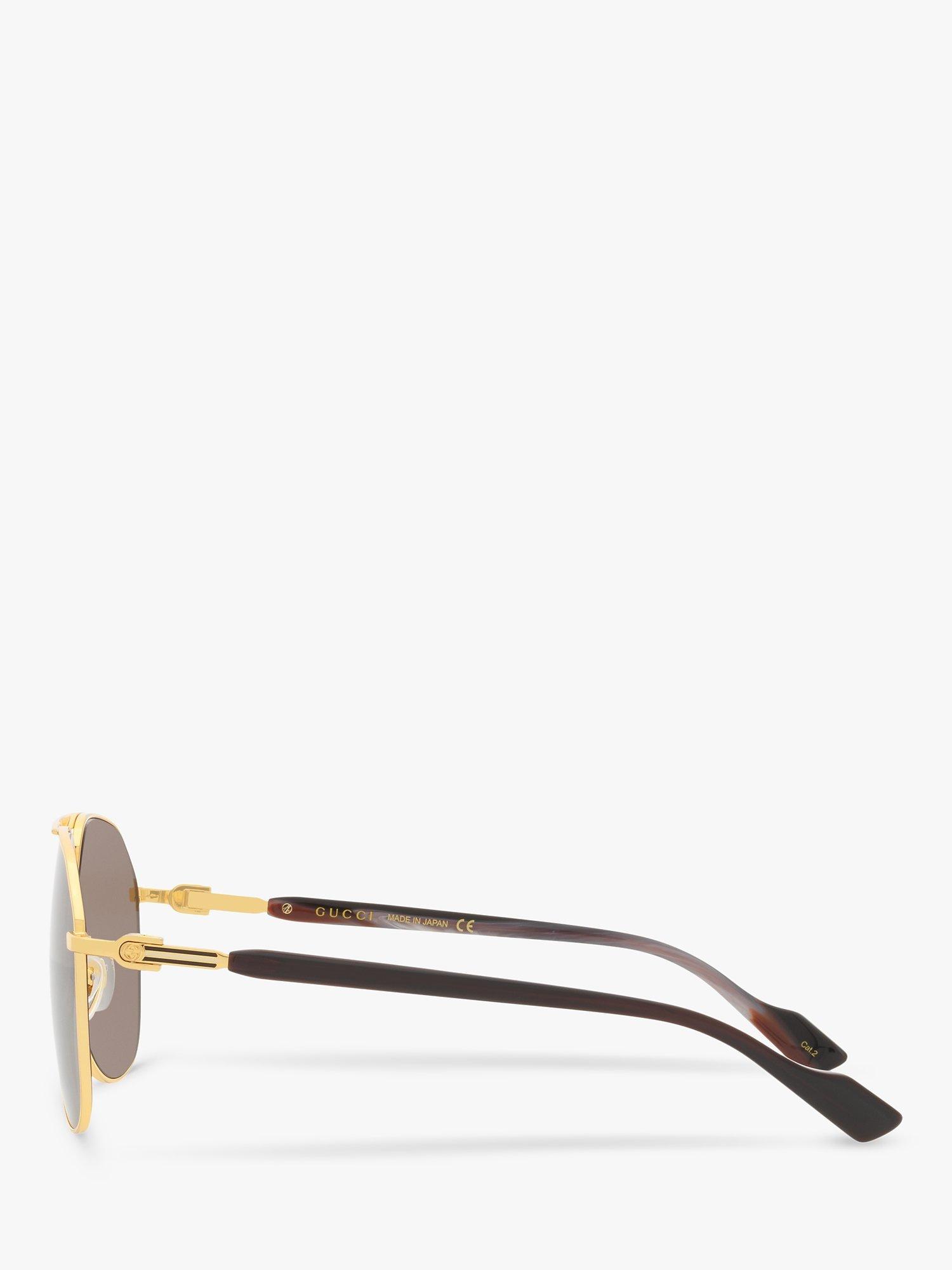 Product image 4 of 11, which shows Gucci GC00193 Men's Aviator Sunglasses, Gold/Brown