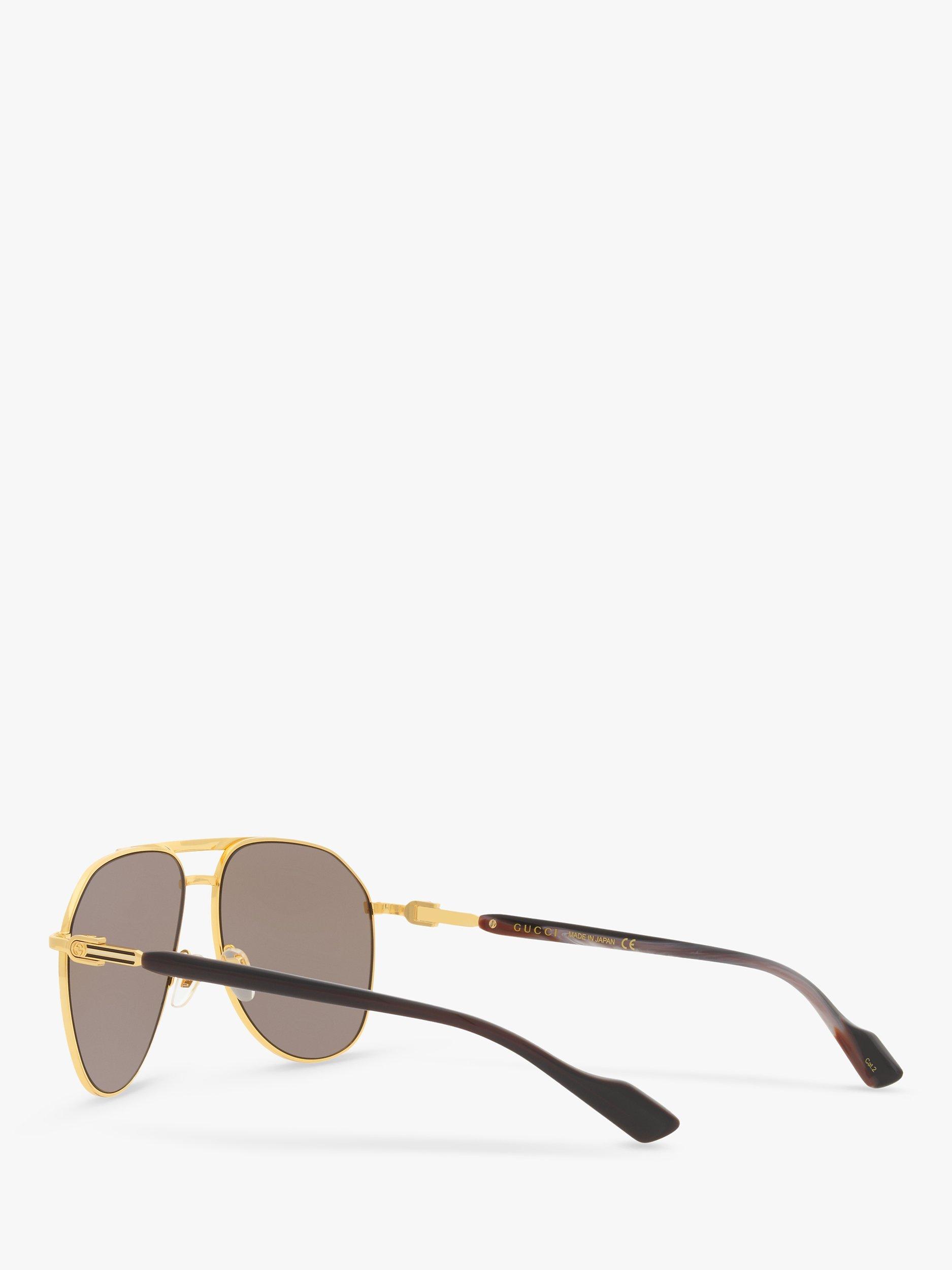 Product image 5 of 11, which shows Gucci GC00193 Men's Aviator Sunglasses, Gold/Brown