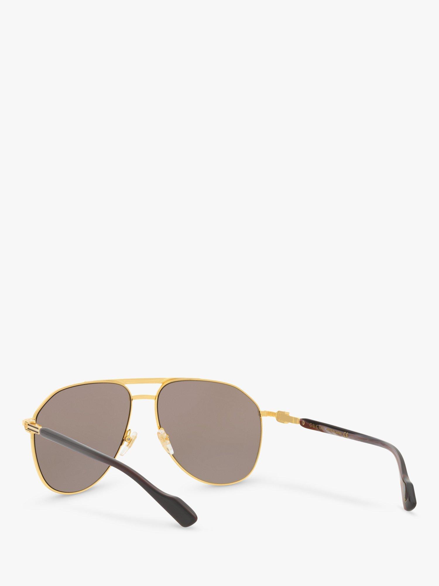 Product image 6 of 11, which shows Gucci GC00193 Men's Aviator Sunglasses, Gold/Brown
