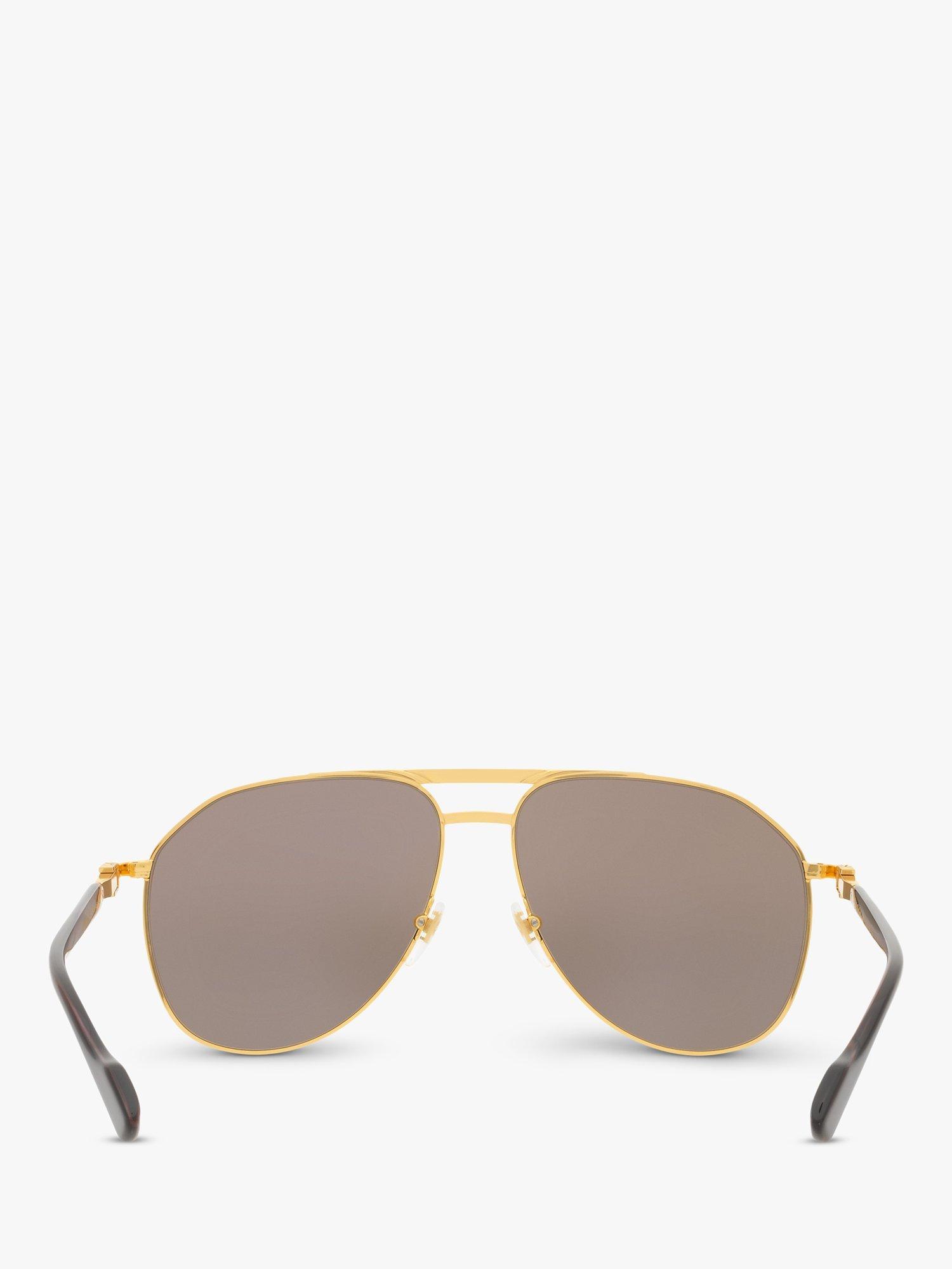 Product image 7 of 11, which shows Gucci GC00193 Men's Aviator Sunglasses, Gold/Brown
