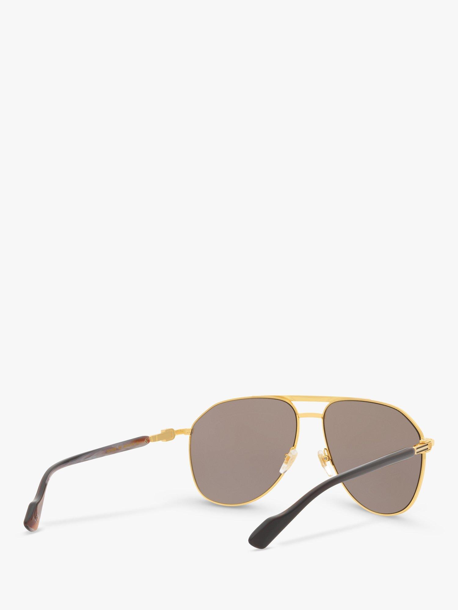 Product image 8 of 11, which shows Gucci GC00193 Men's Aviator Sunglasses, Gold/Brown