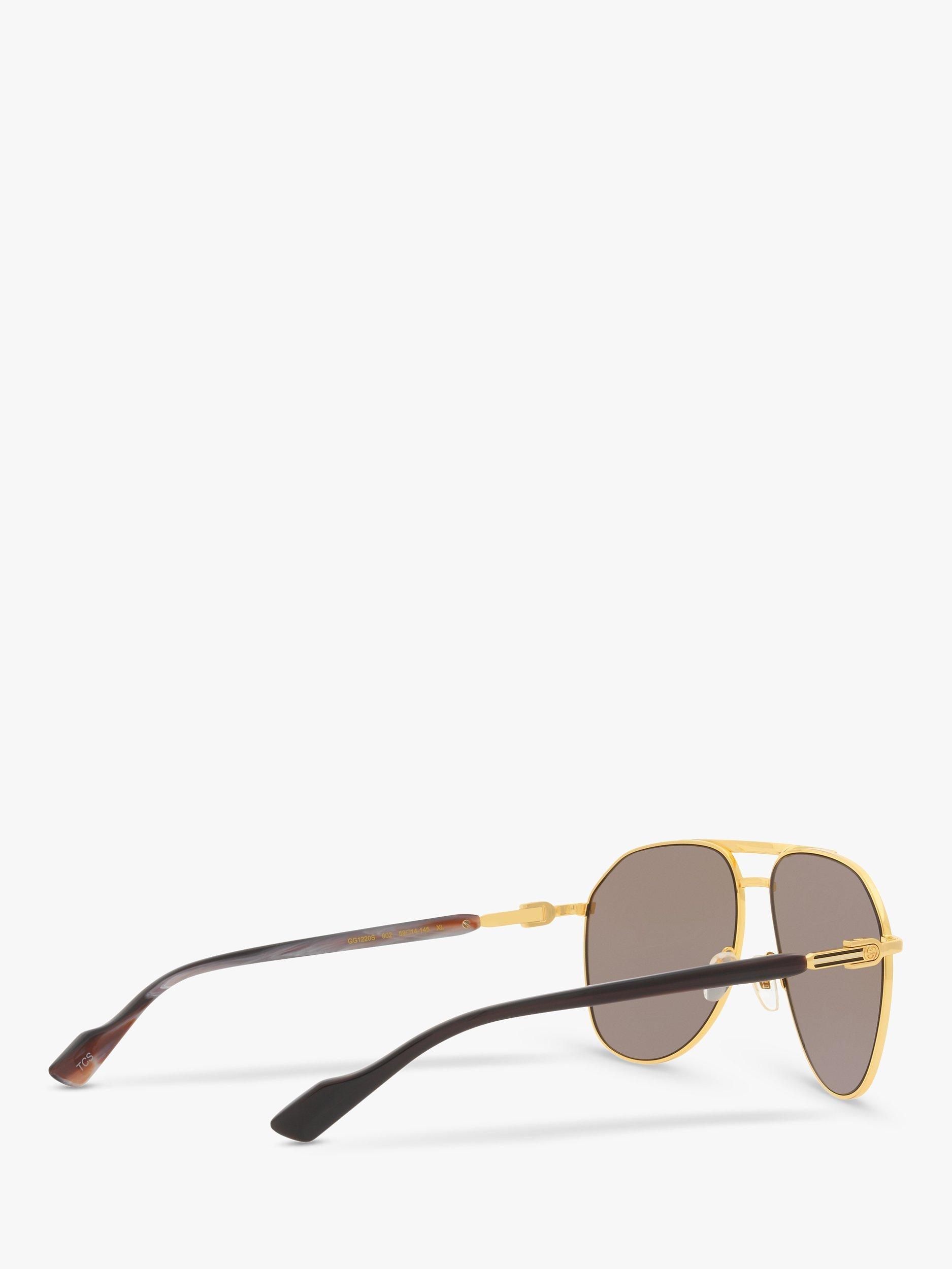 Product image 9 of 11, which shows Gucci GC00193 Men's Aviator Sunglasses, Gold/Brown